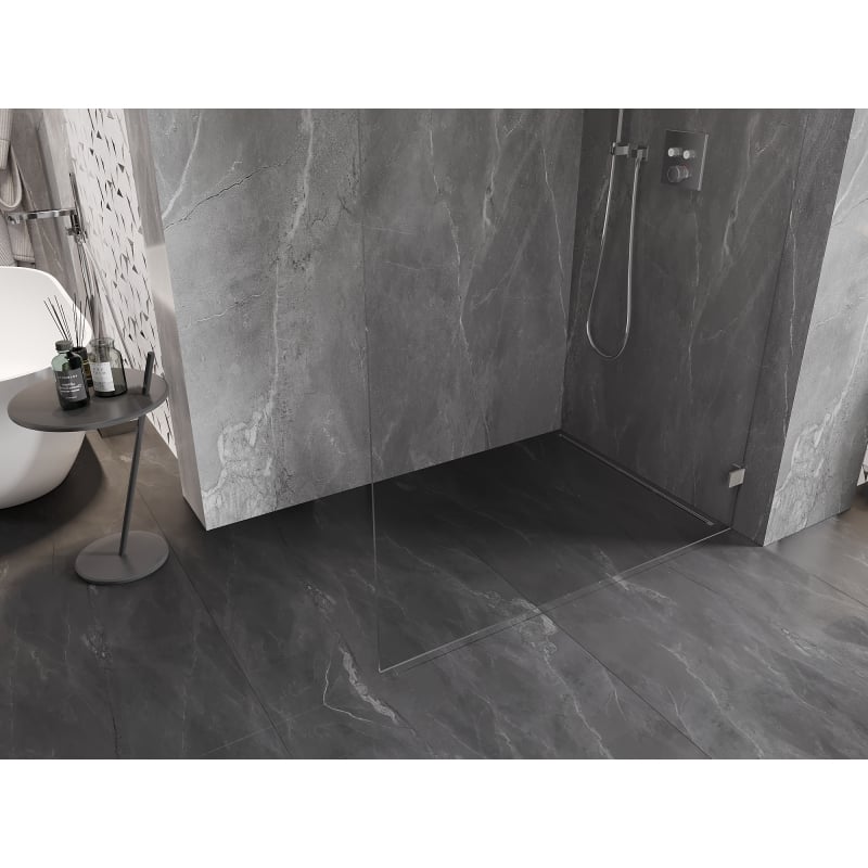 Mexen Lunar L Duschwand Walk-in rechts 110 x 200 cm, transparent 8 mm, gebürsteter Nickel - 830L-110-000-97-00-P