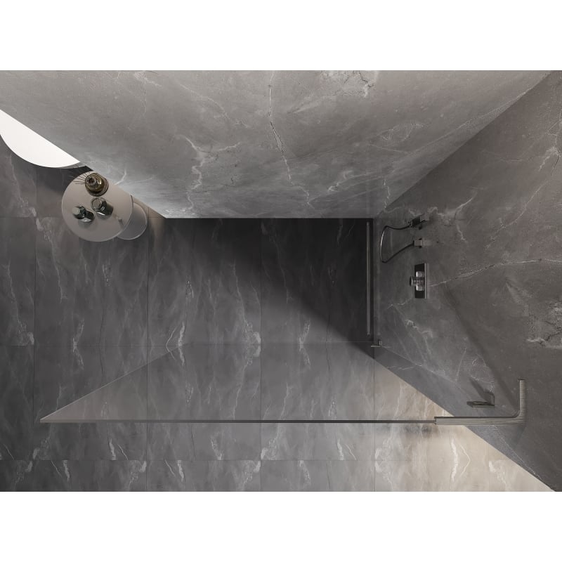 Mexen Lunar L Duschwand Walk-in rechts 110 x 200 cm, transparent 8 mm, gebürsteter Nickel - 830L-110-000-97-00-P