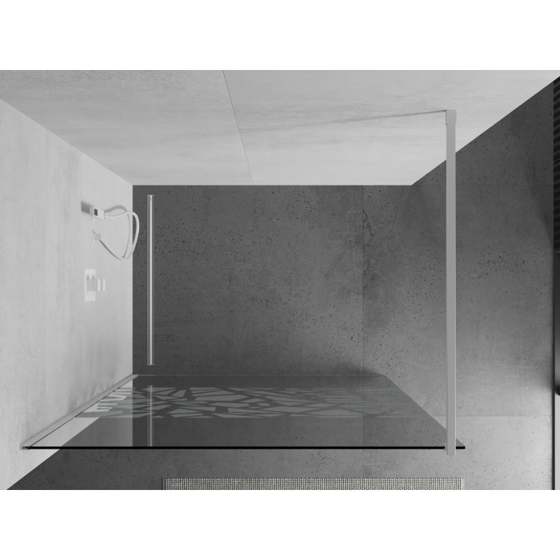 Mexen Kioto Duschwand Walk-in 100 x 200 cm, weißes Muster 8 mm, weiß - 800-100-101-20-85