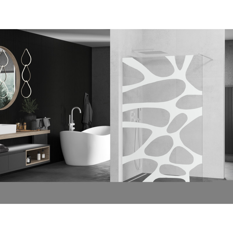 Mexen Kioto Duschwand Walk-in 70 x 200 cm, weiße Welle 8 mm, weiß - 800-070-101-20-97
