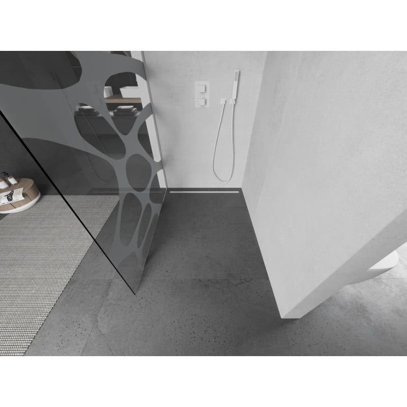 Mexen Kioto Walk-in-Duschwand 80 x 200 cm, weiße Welle 8 mm, weiß - 800-080-101-20-97