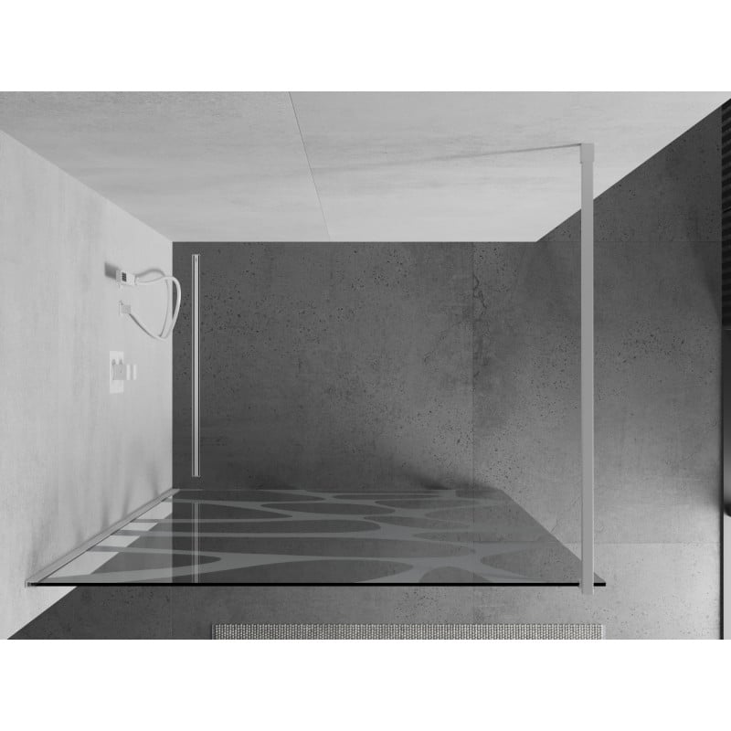 Mexen Kioto Walk-in-Duschwand 80 x 200 cm, weiße Welle 8 mm, weiß - 800-080-101-20-97