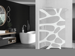Mexen Kioto Duschwand Walk-in 90 x 200 cm, weiße Welle 8 mm, weiß - 800-090-101-20-97