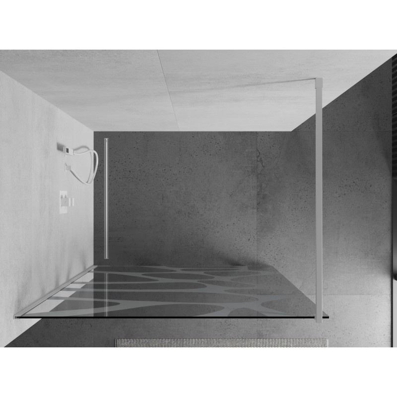Mexen Kioto Duschwand Walk-in 100 x 200 cm, weiße Welle 8 mm, weiß - 800-100-101-20-97
