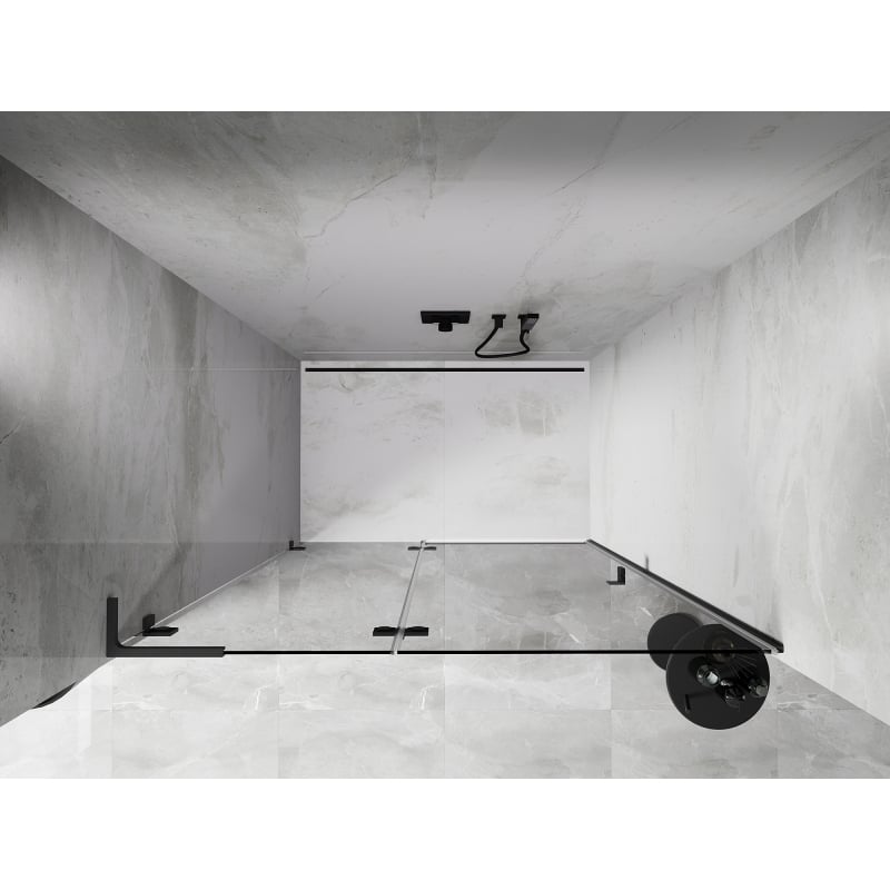 Mexen Lunar L Duschdrehtür links 130 cm, transparent, Gun Metal - 834L-130-000-95-00-L