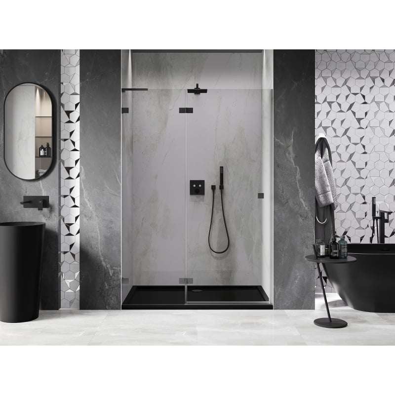 Mexen Lunar L Duschabtrennung, schwenkbar, links, 140 cm, transparent, Gun-Metal - 834L-140-000-95-00-L