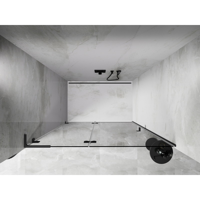 Mexen Lunar L Duschabtrennung, schwenkbar, links, 140 cm, transparent, Gun-Metal - 834L-140-000-95-00-L