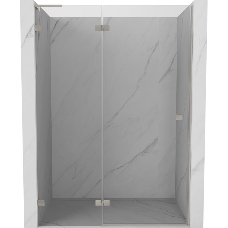 Mexen Lunar L Duschdrehtür links 130 cm, transparent, gebürsteter Nickel - 834L-130-000-97-00-L