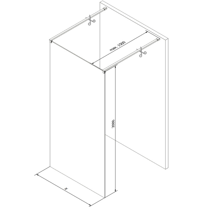 Mexen Kioto Freistehende Duschwand 100 x 200 cm, transparent/satiniert 8 mm, weiß - 800-100-002-20-35