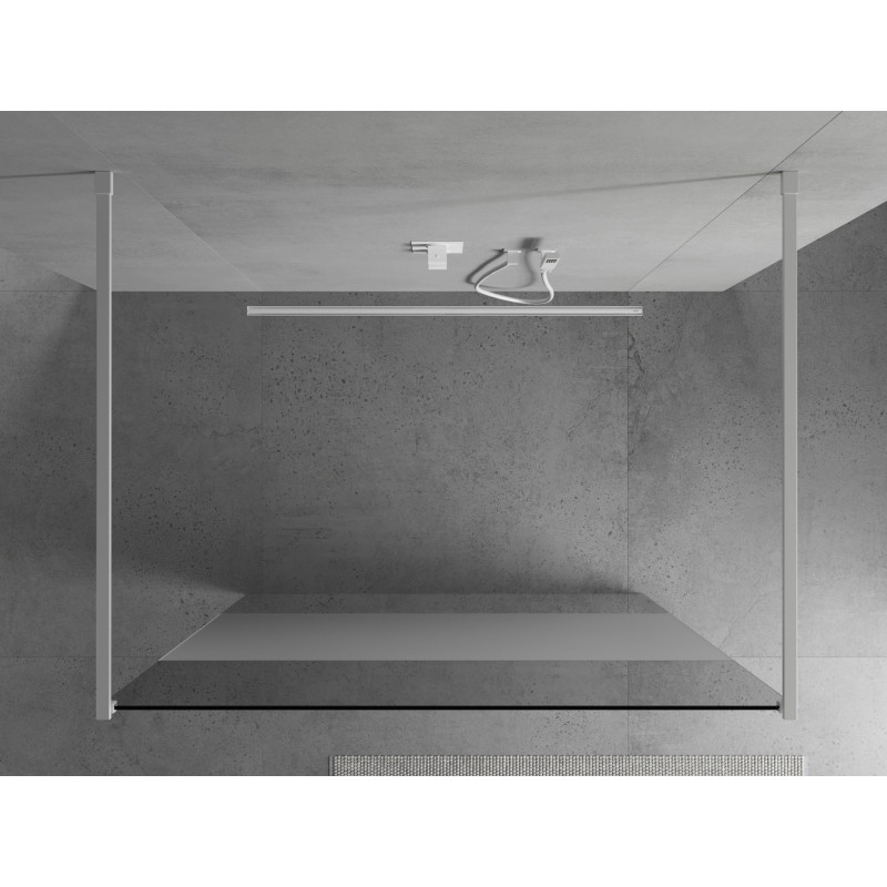 Mexen Kioto Freistehende Duschwand 100 x 200 cm, transparent/satiniert 8 mm, weiß - 800-100-002-20-35