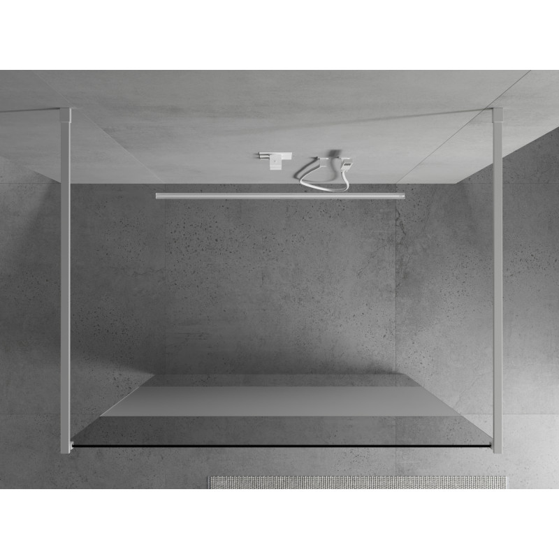 Mexen Kioto freistehende Duschwand 120 x 200 cm, transparent/Satiniert 8 mm, weiß - 800-120-002-20-35