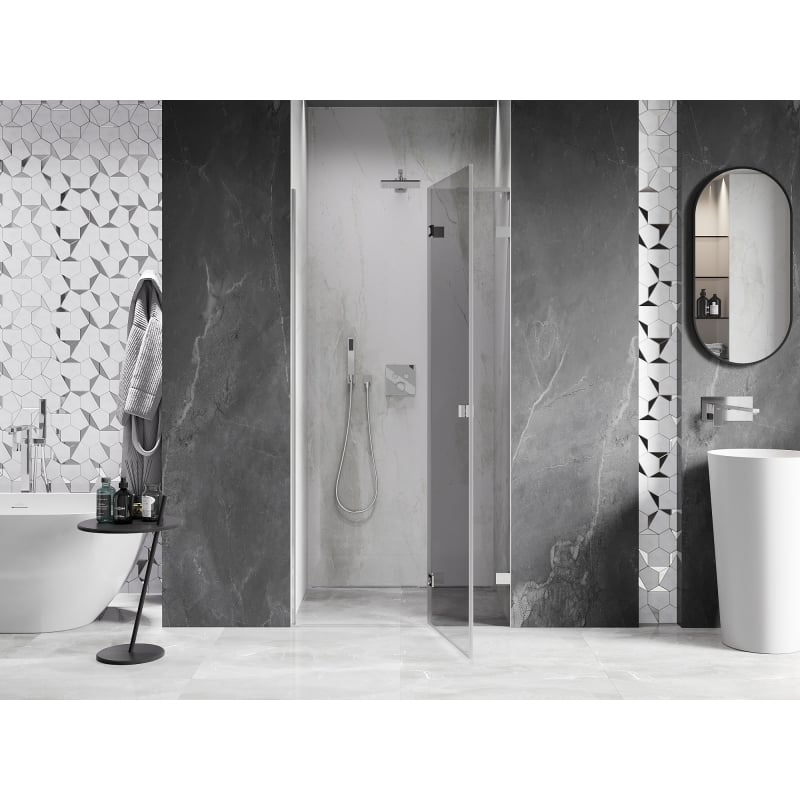 Mexen Lunar L Duschtür, rechts öffnend, 105 cm, transparent, Chrom - 834L-105-000-01-00-P