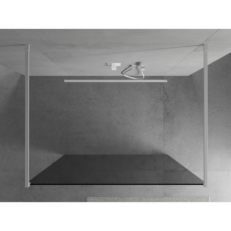 Mexen Kioto Freistehende Duschwand 110 x 200 cm, Graphit 8 mm, weiß - 800-110-002-20-40
