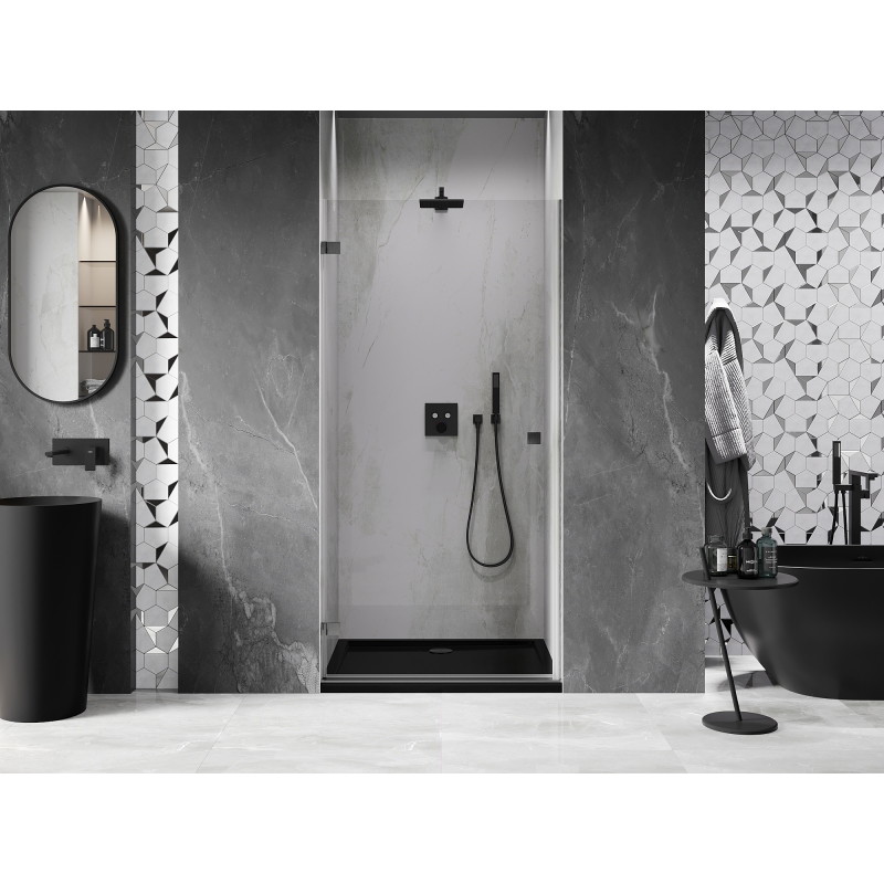 Mexen Lunar-B linke Schwingtür-Dusche 60 cm, transparent, gebürstetes Gun Gray - 832-060-000-66-00-L