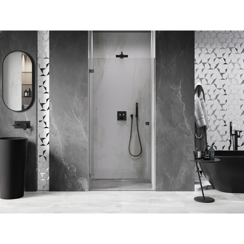 Mexen Lunar-B linke Schwingtür-Dusche 60 cm, transparent, gebürstetes Gun Gray - 832-060-000-66-00-L