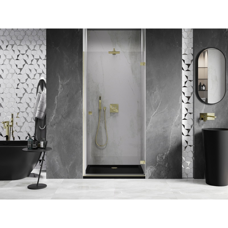 Mexen Lunar-B Duschdrehtür rechts 60 cm, transparent, gebürstetes Gold - 832-060-000-55-00-P