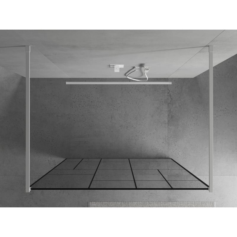 Mexen Kioto freistehende Duschwand 120 x 200 cm, schwarzes Muster 8 mm, weiß - 800-120-002-20-78