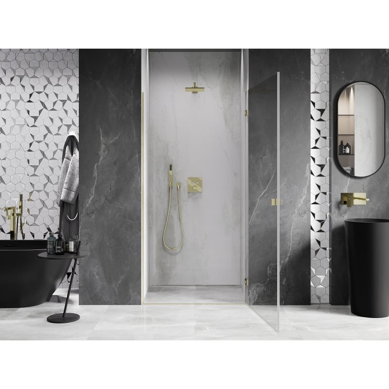 Mexen Lunar-B Duschdrehtür rechts 70 cm, transparent, gold gebürstet - 832-070-000-55-00-P