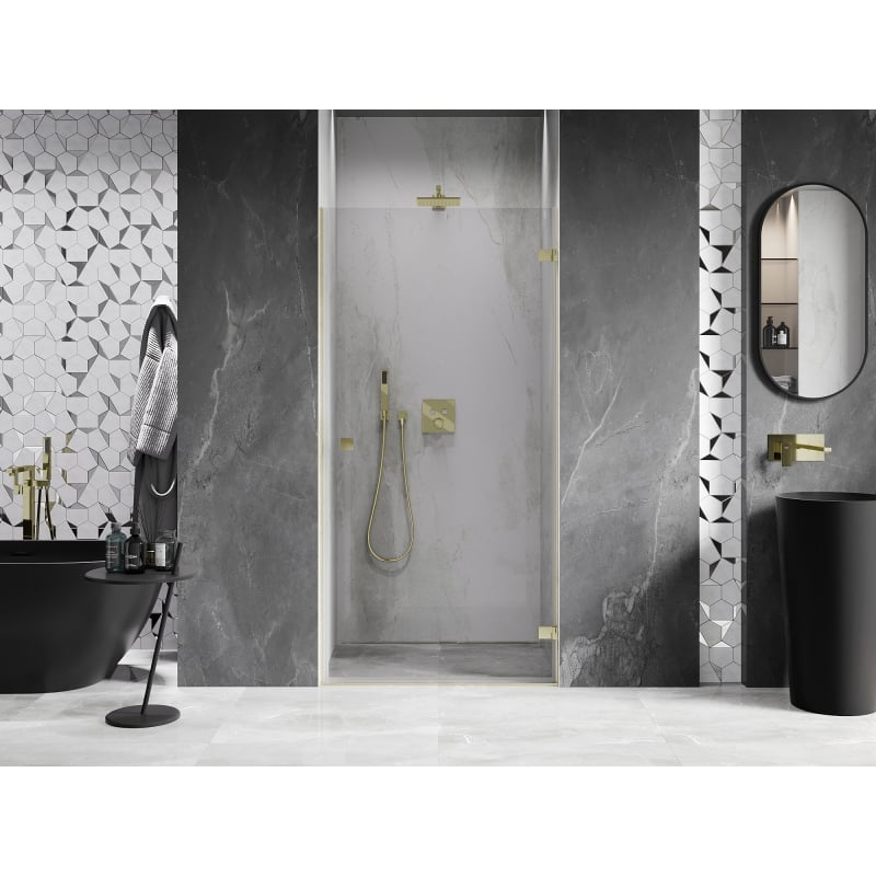Mexen Lunar-B Duschschiebetür rechts 75 cm, transparent, gebürstet gold - 832-075-000-55-00-P