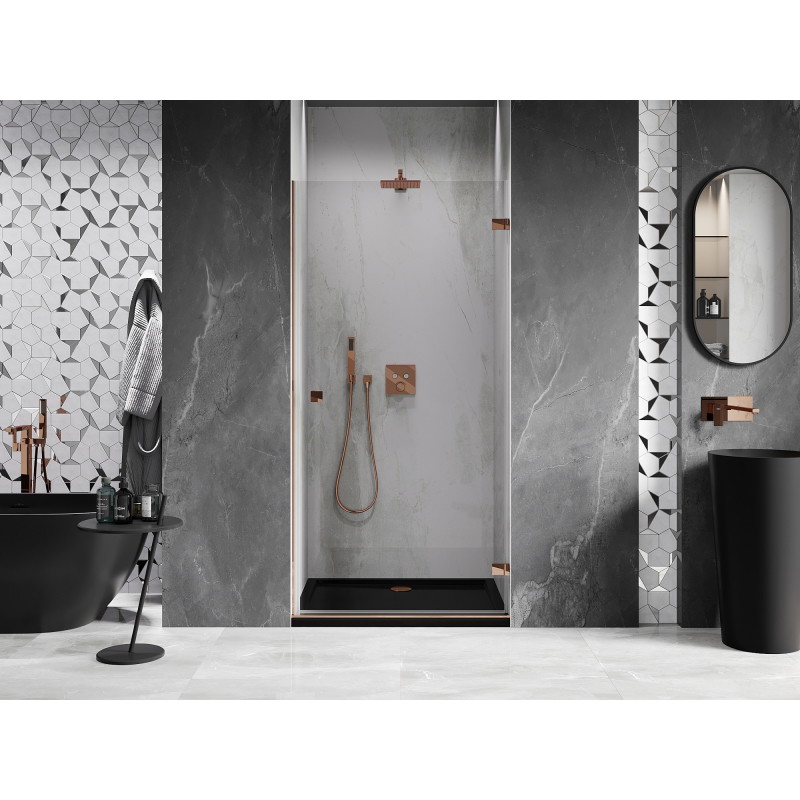 Mexen Lunar-B Duschabtrennung, schwenkbar, rechts 60 cm, transparent, Roségold - 832-060-000-60-00-P
