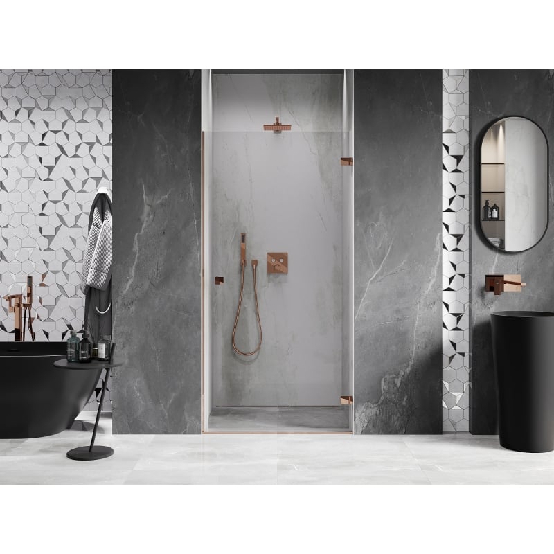 Mexen Lunar-B, rechts öffnende Duschtür 65 cm, transparent, Roségold - 832-065-000-60-00-P