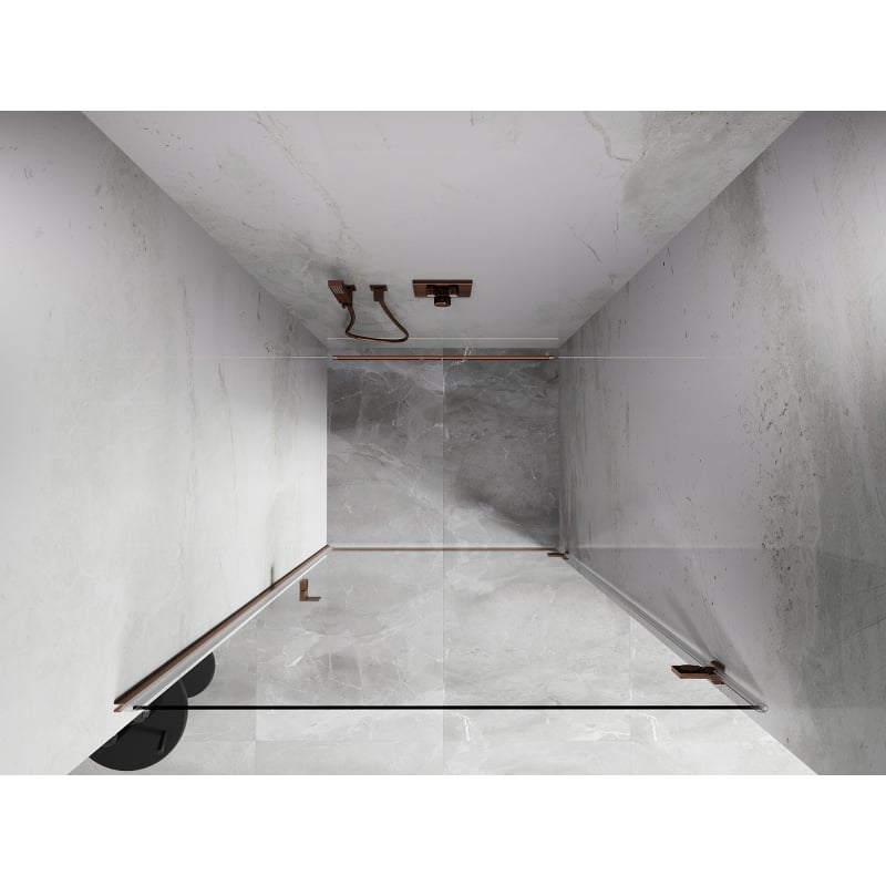 Mexen Lunar-B Duschdrehtür rechts 85 cm, transparent, gebürstetes Kupfer - 832-085-000-65-00-P