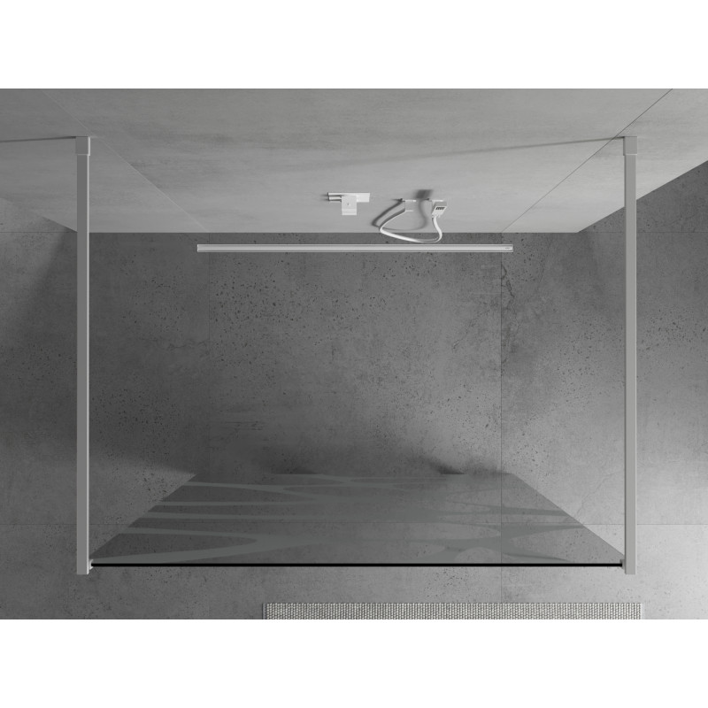 Mexen Kioto Freistehende Duschwand 110 x 200 cm, weiße Welle 8 mm, weiß - 800-110-002-20-97