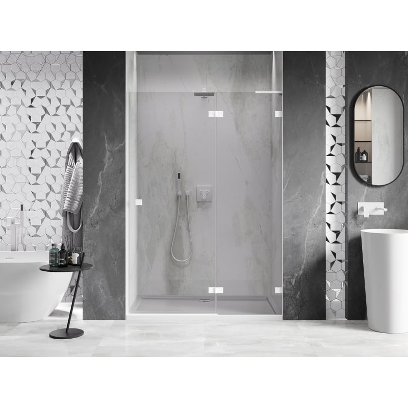 Mexen Lunar L Duschdrehtüren rechts 140 cm, transparent, weiß - 834L-140-000-20-00-P