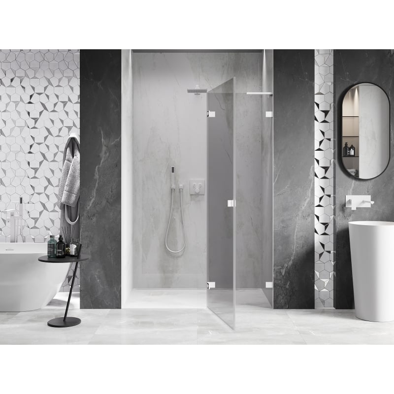Mexen Lunar L Duschdrehtüren rechts 140 cm, transparent, weiß - 834L-140-000-20-00-P