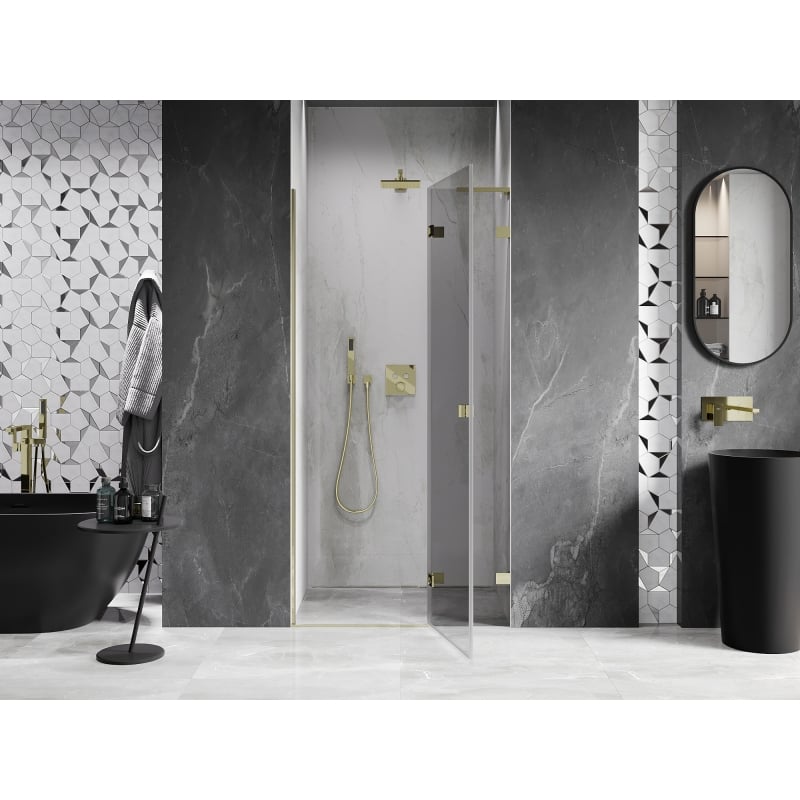 Mexen Lunar L Duschdrehtür rechts 120 cm, transparent, gold - 834L-120-000-50-00-P