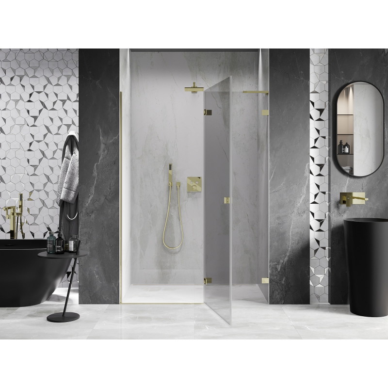 Mexen Lunar L Duschdrehtür rechts 135 cm, transparent, gold - 834L-135-000-50-00-P