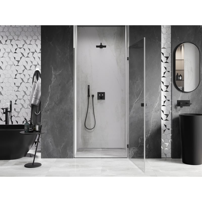 Mexen Lunar-B Duschdrehtür rechts 75 cm, transparent, schwarz - 832-075-000-70-00-P