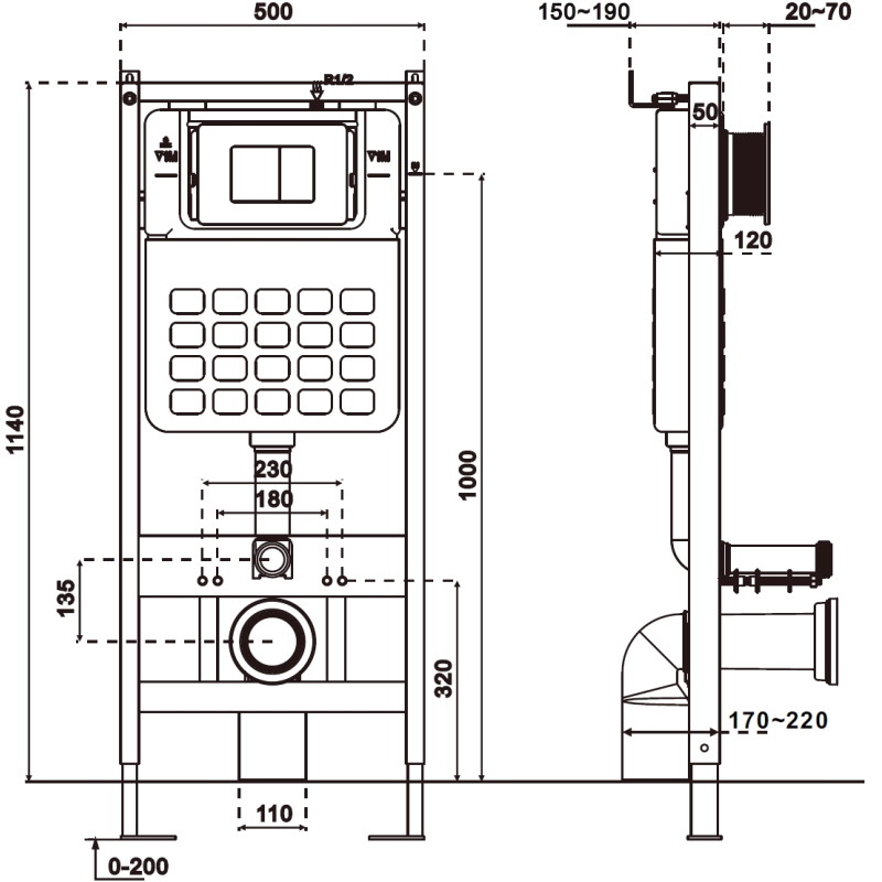 Mexen Tex Air Slim pneumatischer Unterputzrahmen für WC - 61100A