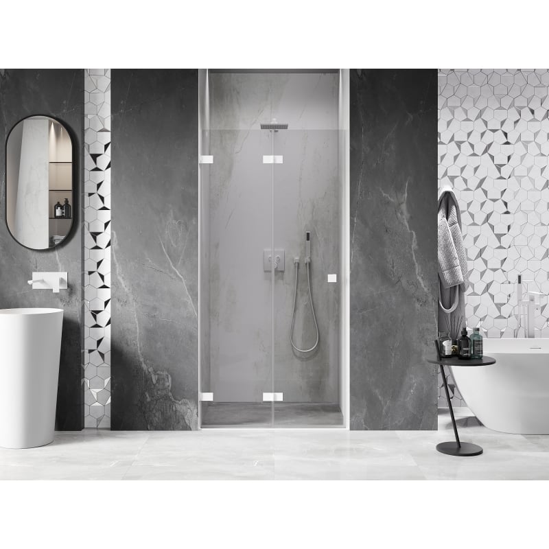 Mexen Lunar-F Falttüren Dusche links 80 cm, transparent, weiß - 836-080-000-20-00-L