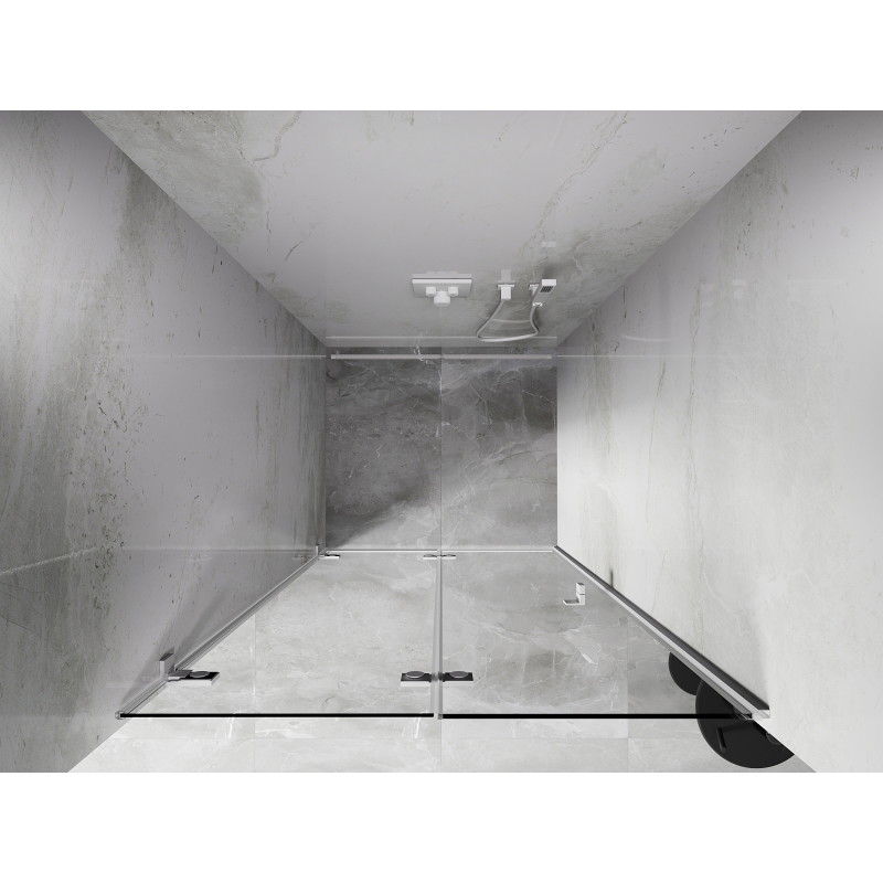 Mexen Lunar-F Faltbare Duschabtrennung links 95 cm, transparent, weiß - 836-095-000-20-00-L