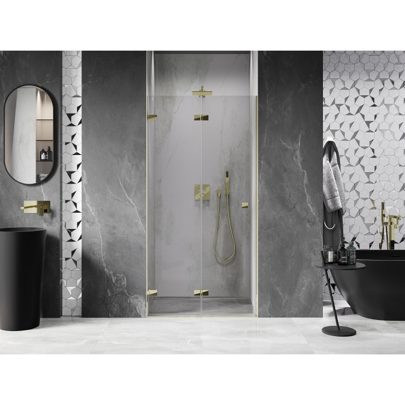 Mexen Lunar-F Dusche Klapptür links 60 cm, transparent, gold - 836-060-000-50-00-L