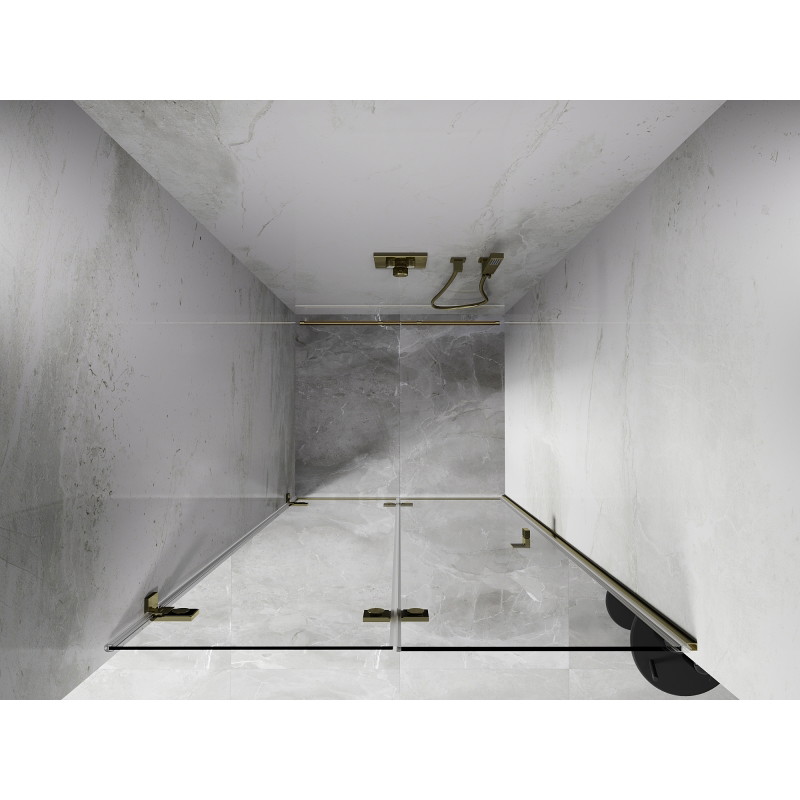Mexen Lunar-F faltbare Duschkabinentür links 80 cm, transparent, gold - 836-080-000-50-00-L