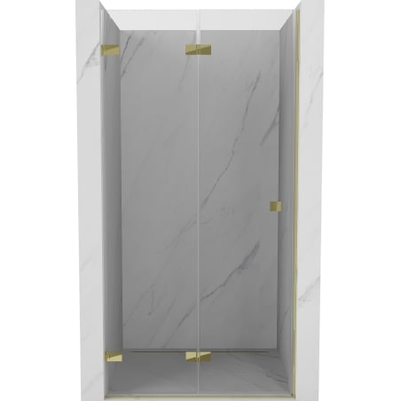 Mexen Lunar-F faltbare Duschabtrennung links 90 cm, transparent, gold - 836-090-000-50-00-L