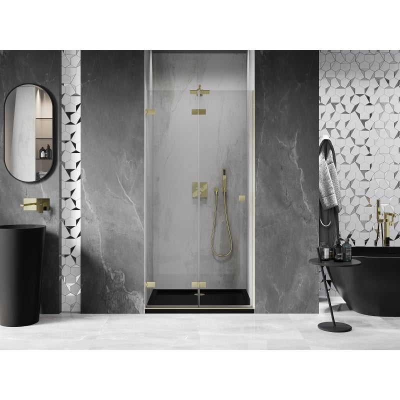 Mexen Lunar-F Falttür Dusche links 60 cm, transparent, gebürstet gold - 836-060-000-55-00-L