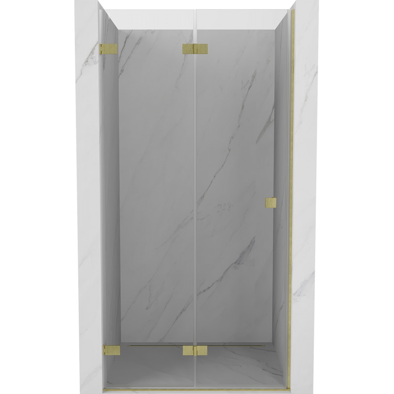 Mexen Lunar-F faltbare Duschabtrennung links 70 cm, transparent, gebürstetes Gold - 836-070-000-55-00-L