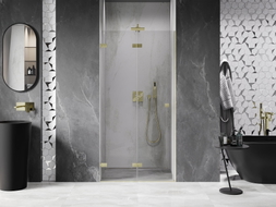 Mexen Lunar-F Falttüren Dusche links 80 cm, transparent, gebürstetes Gold - 836-080-000-55-00-L