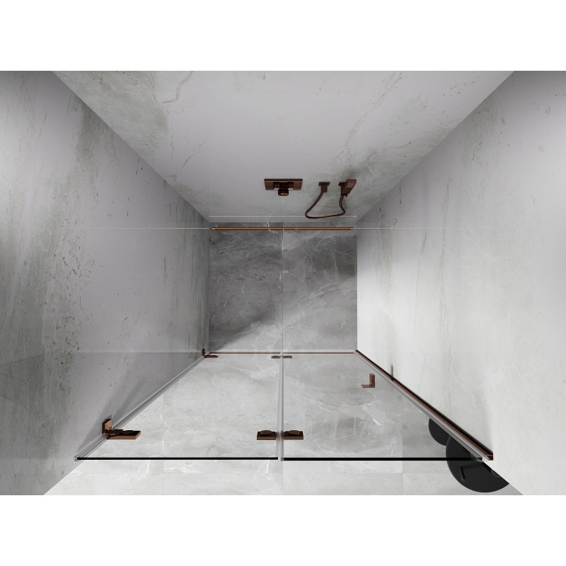 Mexen Lunar-F Faltbare Duschwand links 60 cm, transparent, Roségold - 836-060-000-60-00-L