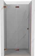 Mexen Lunar-F faltbare Duschabtrennung links 90 cm, transparent, Roségold - 836-090-000-60-00-L
