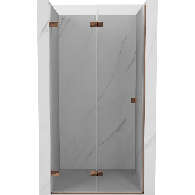 Mexen Lunar-F klappbare Duschabtrennung links 95 cm, transparent, Roségold - 836-095-000-60-00-L