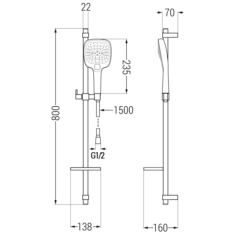 Mexen DQ17 verschiebbares Duschsystem, Chrom - 785174581-02