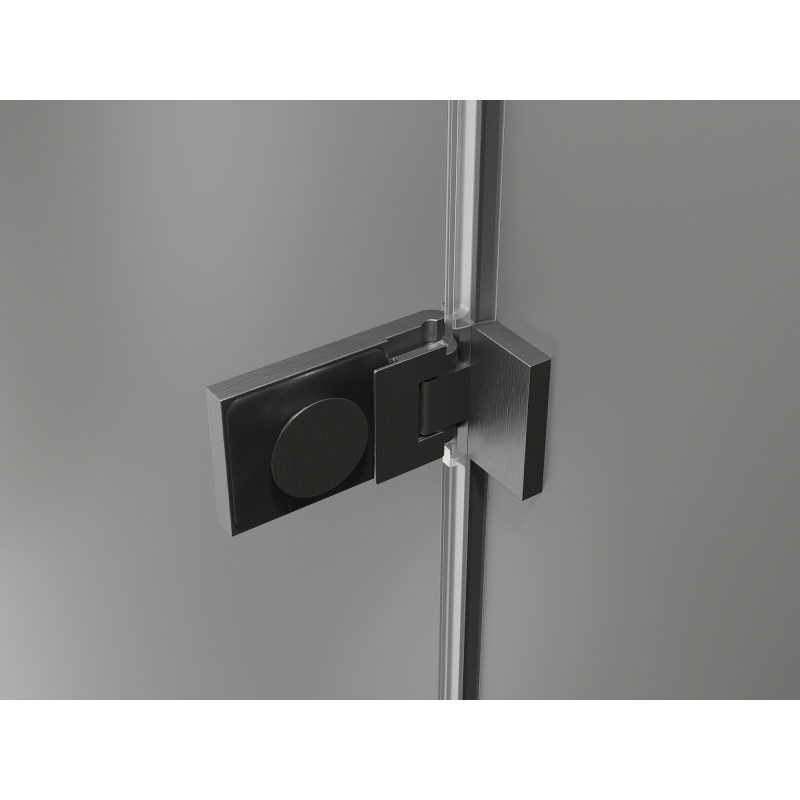 Mexen Lunar-F faltbare Duschabtrennung links 90 cm, transparent, gebürstet Gun Gray - 836-090-000-66-00-L