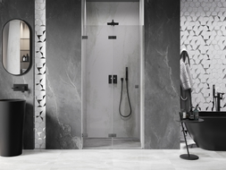 Mexen Lunar-F Falttür Dusche links 100 cm, transparent, Gun Gray gebürstet - 836-100-000-66-00-L