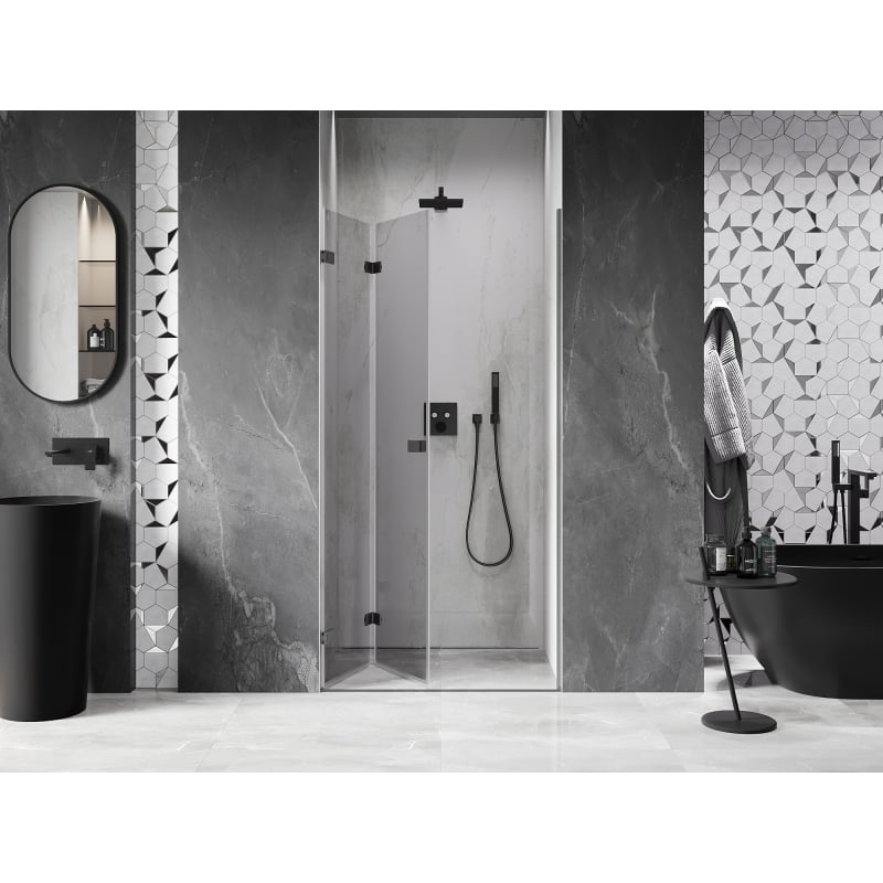 Mexen Lunar-F Falttür für Dusche links 65 cm, transparent, Gun Metal - 836-065-000-95-00-L