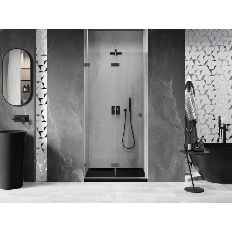 Mexen Lunar-F Falttür für Dusche links 70 cm, transparent, Gun Metal - 836-070-000-95-00-L