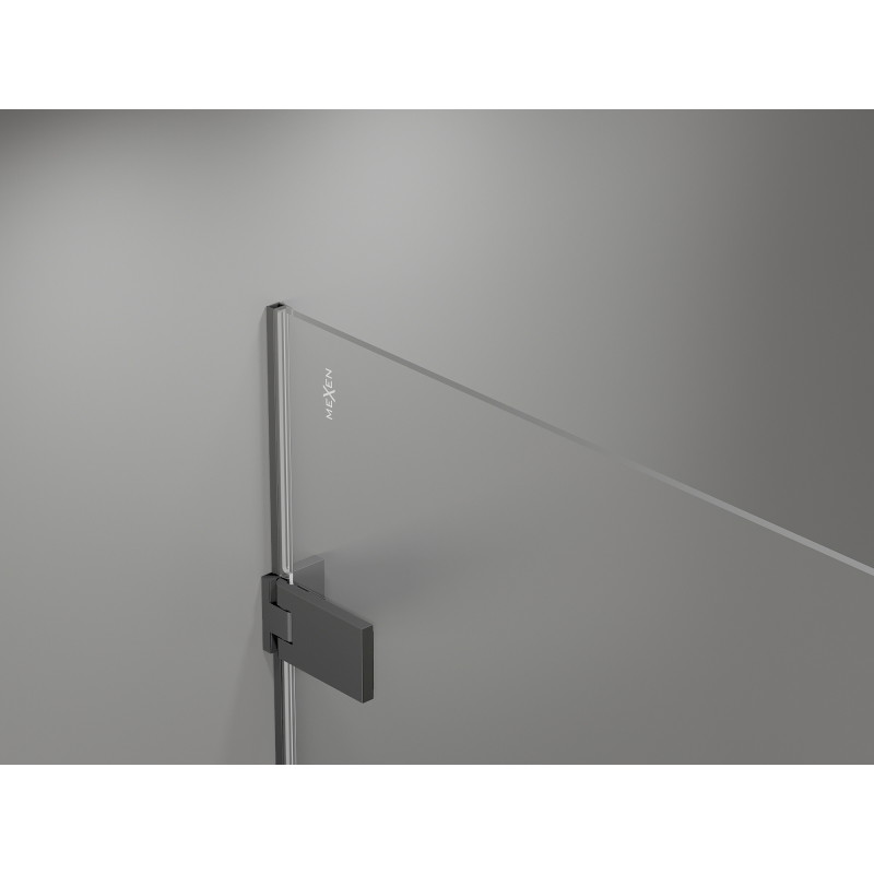 Mexen Lunar-F klappbare Duschtür links 100 cm, transparent, Gun Metal - 836-100-000-95-00-L